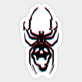 Skull Spider Cyber Glitch Sticker